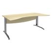 Bureau double vague symétrique IDRA - L180 cm - Pieds aluminium - plateau imitation Erable