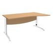 Bureau droit IDRA - Vague à droite - L140 cm - Pieds blancs - Plateau imitation Hêtre