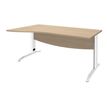 Bureau droit IDRA - Vague à gauche - L140 cm - Pieds blancs - plateau imitation Chêne