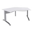 3253310150546-Bureau symétrique 120° IDRA - L185 cm - Pieds aluminium - plateau Blanc perle--0