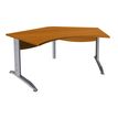 0400794086356-Bureau symétrique 120° IDRA - L180 cm - Pieds aluminium - plateau imitation Merisier--0