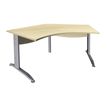 Bureau symétrique 120° IDRA - L185 cm - Pieds aluminium - plateau imitation Erable