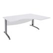 Bureau compact à droite IDRA - L160 cm - Pieds alu - plateau Blanc perle (Pieds de renfort obligatoire à rajouter - non inclus)