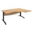 Bureau compact à droite IDRA - L180 cm - Pieds anthracite - Plateau imitation Hêtre (Pieds de renfort obligatoire à rajouter - non inclus)