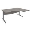 Bureau compact à droite IDRA - L160 cm - Pieds alu - plateau imitation Chêne gris (Pieds de renfort obligatoire à rajouter - non inclus)