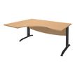 Bureau compact à gauche IDRA - L180 cm - Pieds anthracite - Plateau imitation Hêtre (Pieds de renfort obligatoire à rajouter - non inclus)
