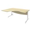 Bureau compact à gauche IDRA - L180 cm - Pieds blanc - plateau imitation Erable (Pieds de renfort obligatoire à rajouter - non inclus)