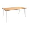 Bureau simple STEELY - L160 cm - Pieds blanc - plateau imitation Hêtre