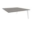 Bureau double STEELY - L140 cm - Double face Suivant - Pieds blanc - plateau imitation Chêne gris