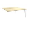 Bureau double STEELY - L140 cm - Double face Suivant - Pieds blanc - plateau imitation Erable