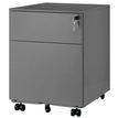 Caisson mobile métallique monobloc - H50 x L42 x P56,5 cm - 2 tiroirs - silver
