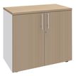 Armoire basse IDRA/DUAL - H72 x L80 x P47 - 2 portes - Corps blanc - Dessus et portes imitation Chêne clair