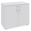 Armoire basse IDRA/DUAL - H72 x L80 x P47 - 2 portes - Corps blanc - Dessus et portes Blanc perle