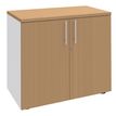Armoire basse IDRA/DUAL - H72 x L80 x P47 - 2 portes - Corps blanc - Dessus et portes imitation Hêtre