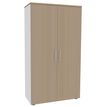Armoire haute IDRA/DUAL - H180 x L80 x P47 - 2 portes - Corps blanc - Portes et dessus imitation Chêne clair