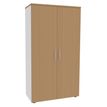 Armoire haute IDRA/DUAL - H180 x L80 x P47 - 2 portes - Corps blanc - Portes et dessus imitation Hêtre