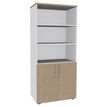 Bibliothèque IDRA/DUAL  avec 2 portes basses - L80 x H180 x P47 - Corps blanc - Portes et dessus imitation Chêne clair