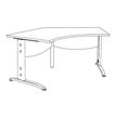 3253310150546-Bureau symétrique 120° IDRA - L185 cm - Pieds aluminium - plateau Blanc perle--4