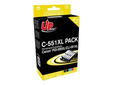 Cartouche compatible Canon CLI-551XL/PGI-550XL - pack de 5 - noir, noir photo, cyan, magenta, jaune - Uprint