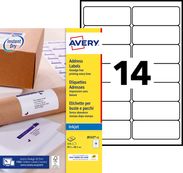 Avery - 210 Étiquettes adresse blanches - 99,1 x 38,1 mm - Impression jet d'encre - réf J8163-15