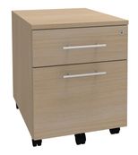 Caisson mobile IDRA/DUAL - L43 x H56 x P60 cm - 2 Tiroirs dont 1 dossier suspendu - Imitation Chêne clair