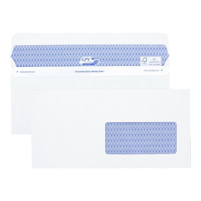 3250650050550-GPV Secure - 500 Enveloppes DL+ 112 x 225 mm - 90 gr - fenêtre 45x100 mm - blanc - autocoll-Multi-angle-2