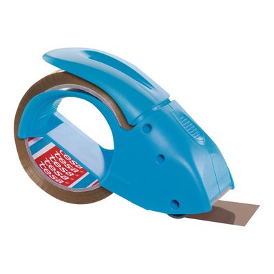 4042448318084-Tesapack Pack' n' Go - Dévidoir bleu avec ruban adhésif d'emballage - 50 mm x 66 m-Angle gauche-0