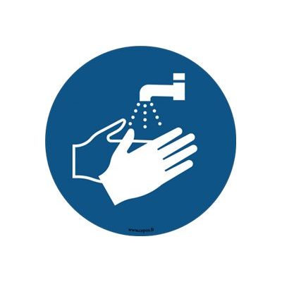 3462159015644-Take Care by CEP - Sticker de signalisation au sol : lavage des mains obligatoire - 45 cm de diam