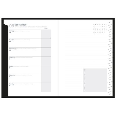 3371010460571-Agenda Billy Plan Note - 1 page hebdo/1 page de notes - 15 x 21 cm - amande - Quo Vadis--1