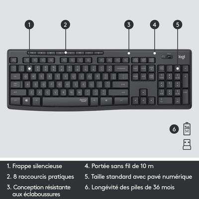 5099206092389-Logitech MK295 Silent - Ensemble clavier et souris sans fil - Azerty - graphite--9