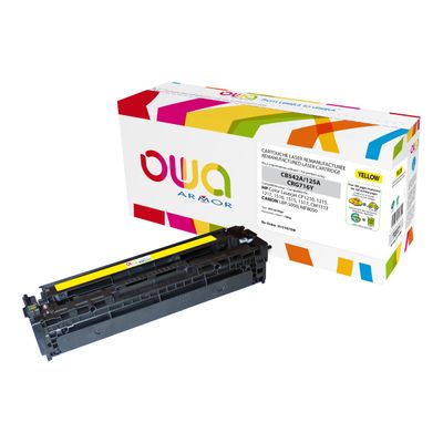 3112539607302-Cartouche laser compatible HP 125A - jaune - Owa K15107OW-Angle gauche-0