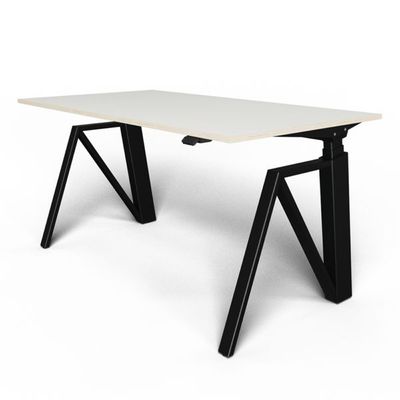3760350280688-Bureau THEODORE  L140 - pieds noir - plateau Blanc laqué--0