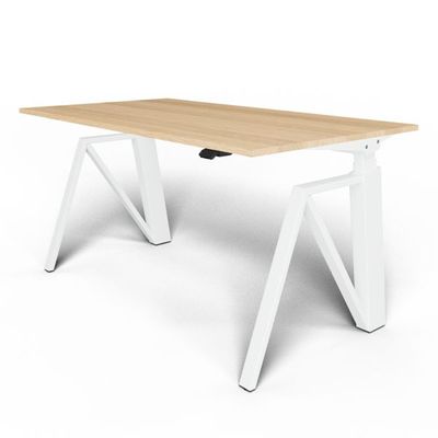 3760350280411-Bureau THEODORE  L140 - pieds blanc - plateau chêne massif--0