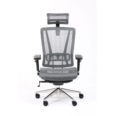 3701338802539-Fauteuil de bureau VASEAT - accoudoirs réglables - appui-tête intégré -  gris--1