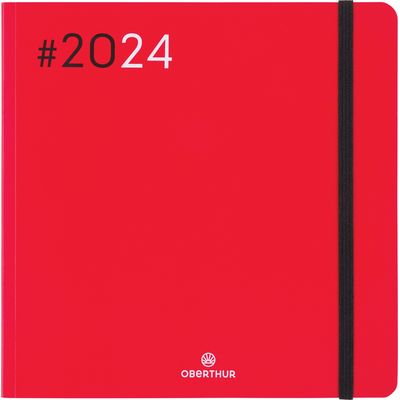 3664447154435-Agenda Flex - 1 semaine sur 2 pages - 16 x 16 cm - rouge - Oberthur--0