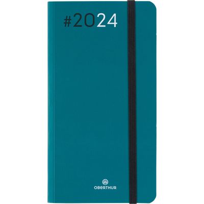 3664447156606-Agenda de poche Flex - 1 semaine sur 2 pages - 9,5 x 17,5 cm - émeraude - Oberthur--0