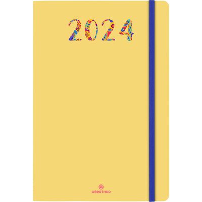 3664447158907-Agenda Merida - 1 semaine sur 2 pages - 10 x 15 cm - jaune - Oberthur--0