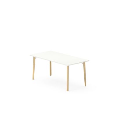 3617350004052-Table de réunion ROBIN - L160 x P80 x H73,5 cm - plateau blanc neige - pieds en hêtre massif--0
