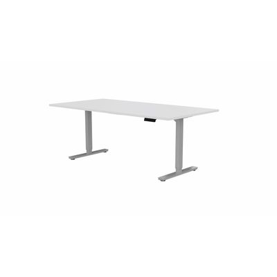 3617350004137-Table de réunion assis/debout AXEL - réglage électrique - L200 x P100 cm - plateau blanc - pieds gri--0