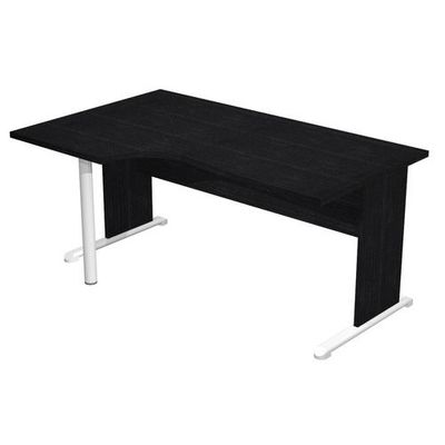 7331920001376-Bureau compact Trend - L160 cm - retour à gauche - pieds bois - plateau imitation frêne noir--0