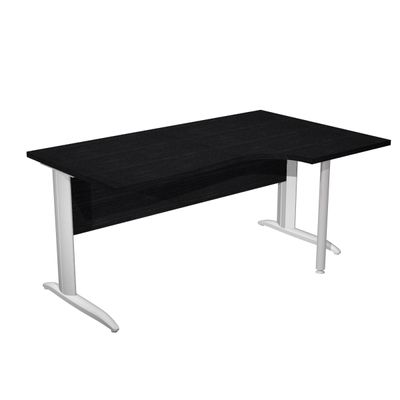 7331920001444-Bureau compact Trend - L160 cm - retour à droite - Pieds métals - plateau imitation frêne noir--0