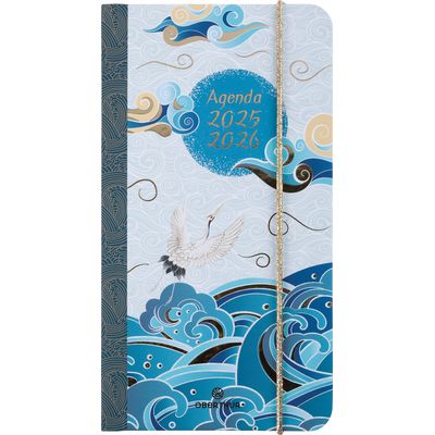 3664447200279-Agenda de poche à élastique Sakura - 1 semaine sur 2 pages - 9,5 x 17,5 cm - vagues - Oberthur--0