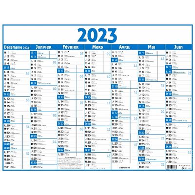 3664447135922-Oberthur Classique - Calendrier 7 mois par face - 32 x 42 cm - bleu-P_405120435_1-0