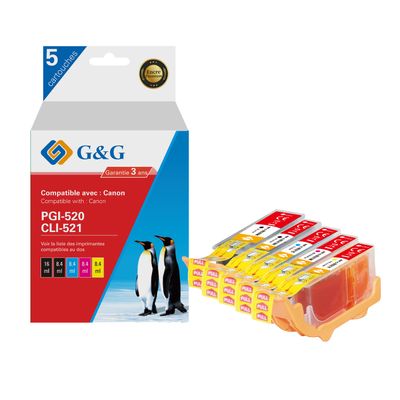 6941881288986-Cartouche compatible Canon PGI-520/CLI-521 - Pack de 4 - noir, cyan, magenta, jaune - G&G-P_405242975_1-0
