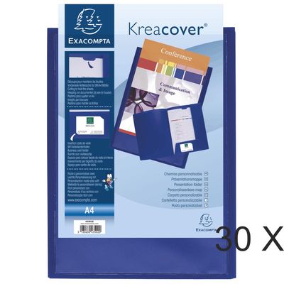 3130631435029-Exacompta Kreacover - 30 Chemises de présentation personnalisables - A4 - bleu--0