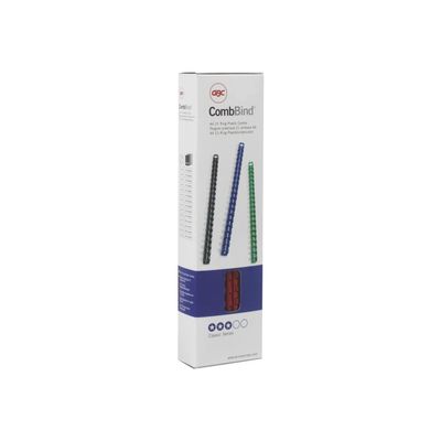 033816097315-GBC - 100 peignes / anneaux de reliure en plastique - 6 mm - 25 feuilles - rouge-Angle gauche-2