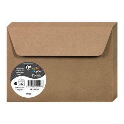 3329680290066-Pollen - 20 Enveloppes - 114 x 162 mm - 135 g/m² - kraft-Avant-0