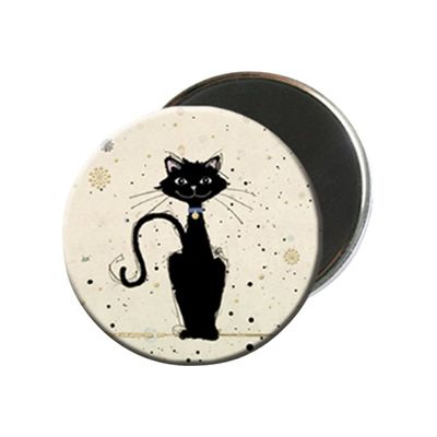 3700572713229-Kiub Bug Art - Magnet rond en verre - Chat assis-Avant-0