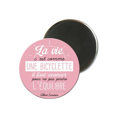 3700572716787-Kiub Typography - Magnet rond en verre - Bicyclette-Avant-0