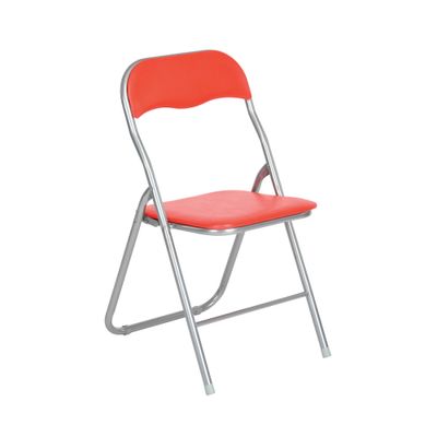 3760185028936-Chaise pliante JUNY - assise et dossier recouverts de PVC - Rouge--0